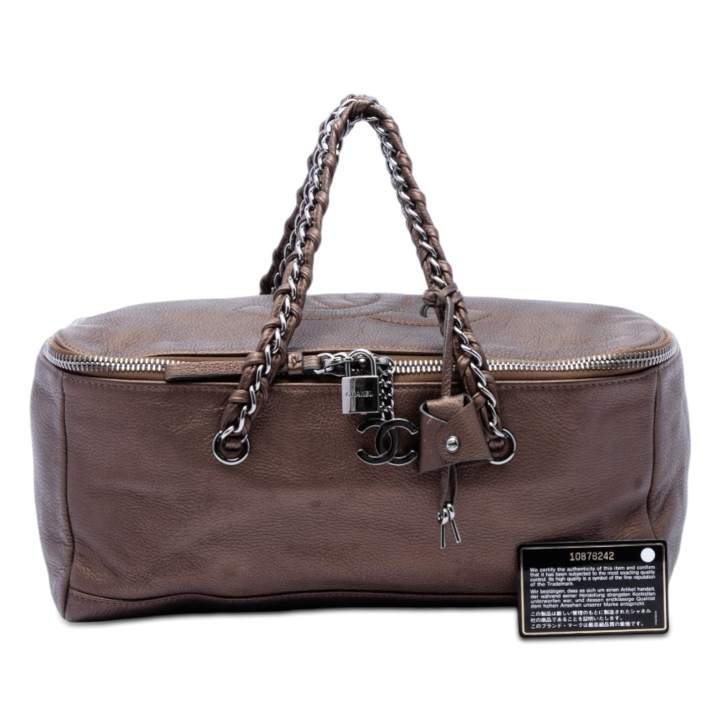 Chanel Metallic Deerskin CC Luxe Ligne Bowler Bag
