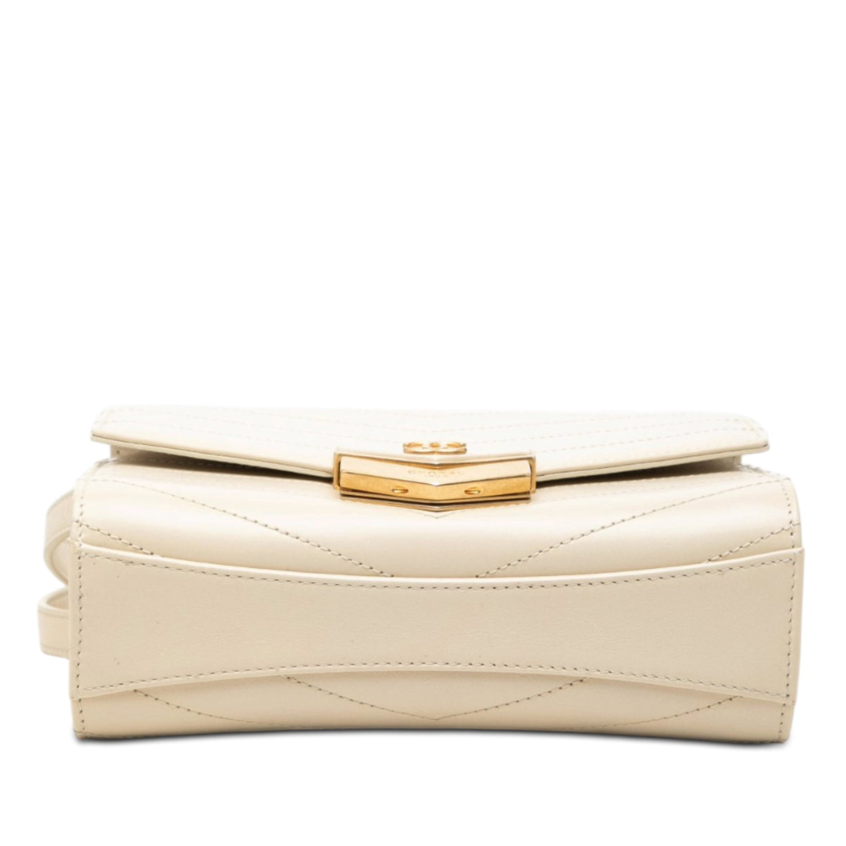 Chanel Small CC Chevron Calfskin Medal Flap — Brown