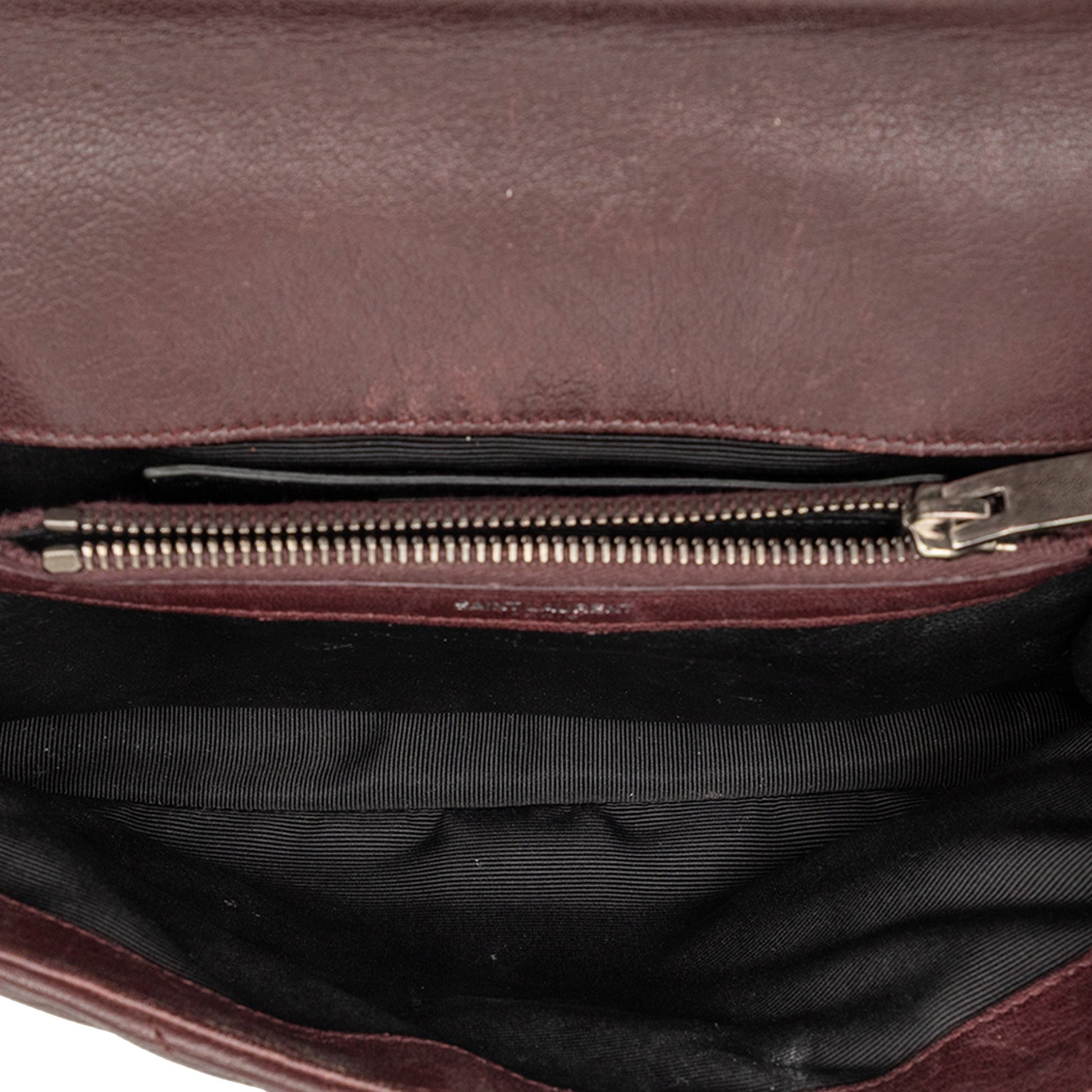 Saint Laurent Medium Quilted Chevron Sheepskin College Satchel
