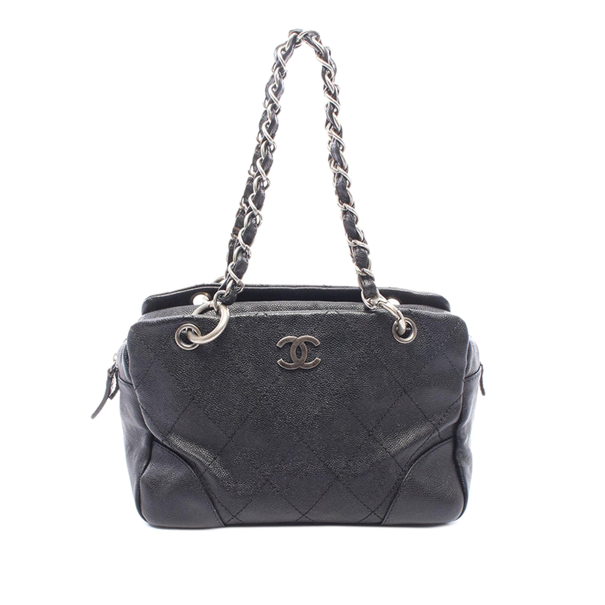 Chanel CC Quilted Caviar Tote — Black