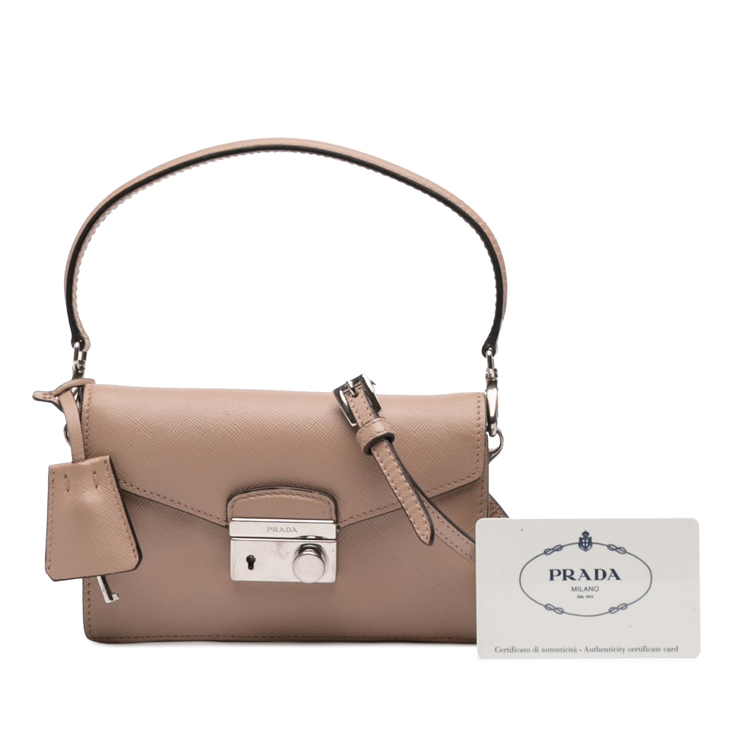 Prada Mini Saffiano Lux Sound Lock Satchel