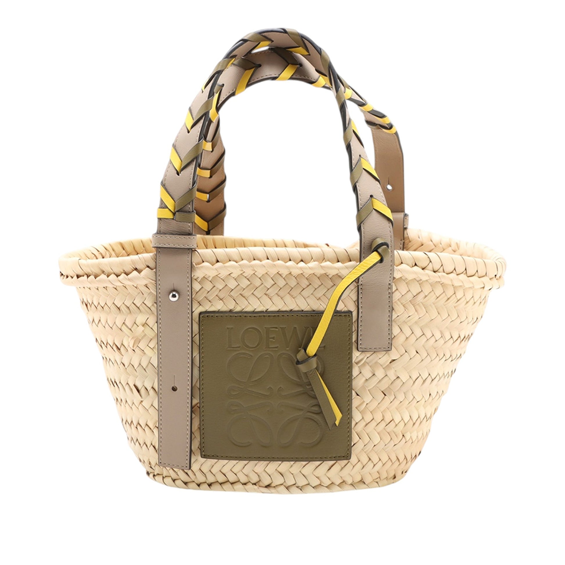 LOEWE Small Raffia Braided Handle Basket Tote