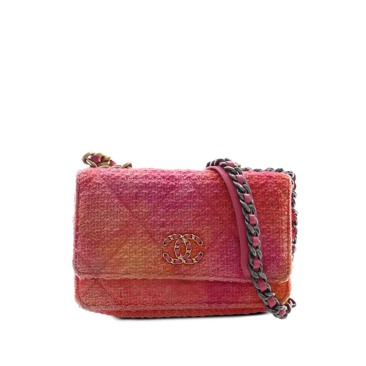 Chanel Tweed Ombre 19 Wallet On Chain — Pink