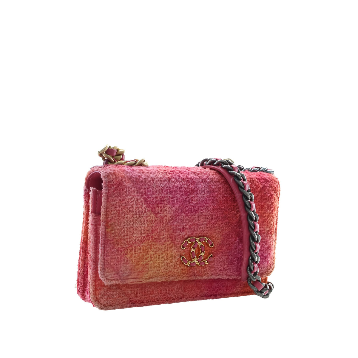 Chanel Tweed Ombre 19 Wallet On Chain — Pink