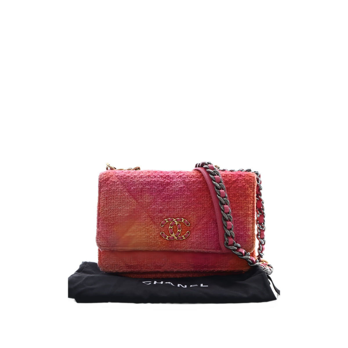 Chanel Tweed Ombre 19 Wallet On Chain — Pink