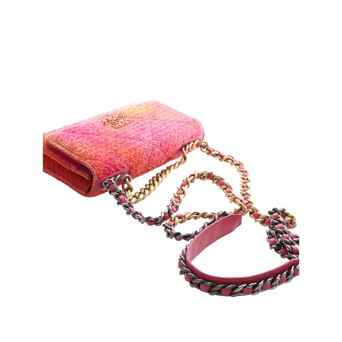 Chanel Tweed Ombre 19 Wallet On Chain — Pink