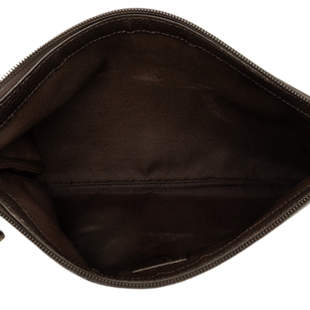 Gucci GG Nylon Top Zip Clutch — Brown