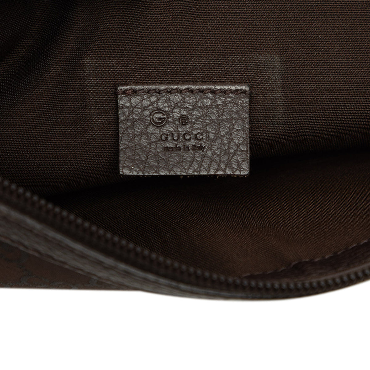 Gucci GG Nylon Top Zip Clutch — Brown