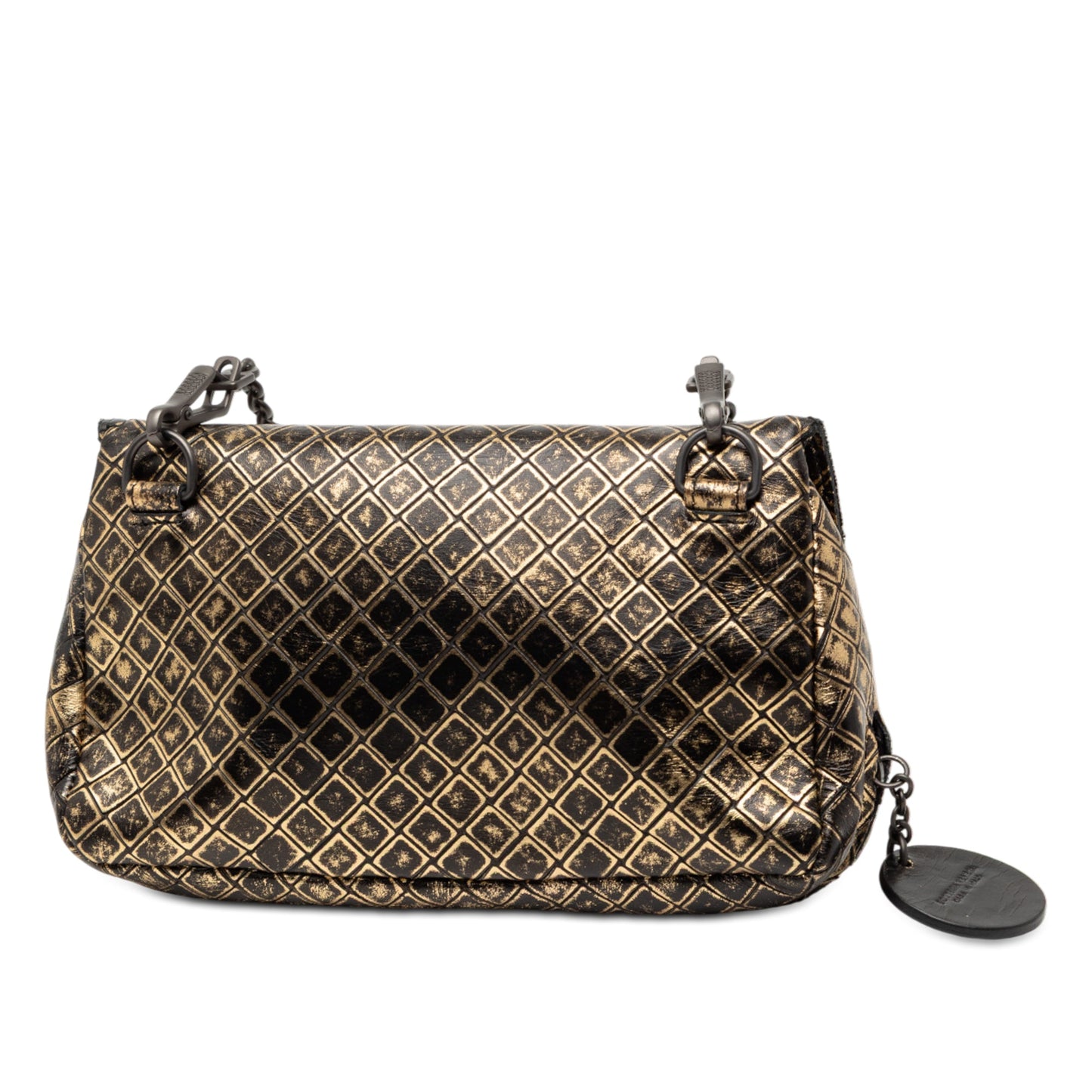 Bottega Veneta Metallic Calfskin Intrecciomirage Chain Flap Crossbody