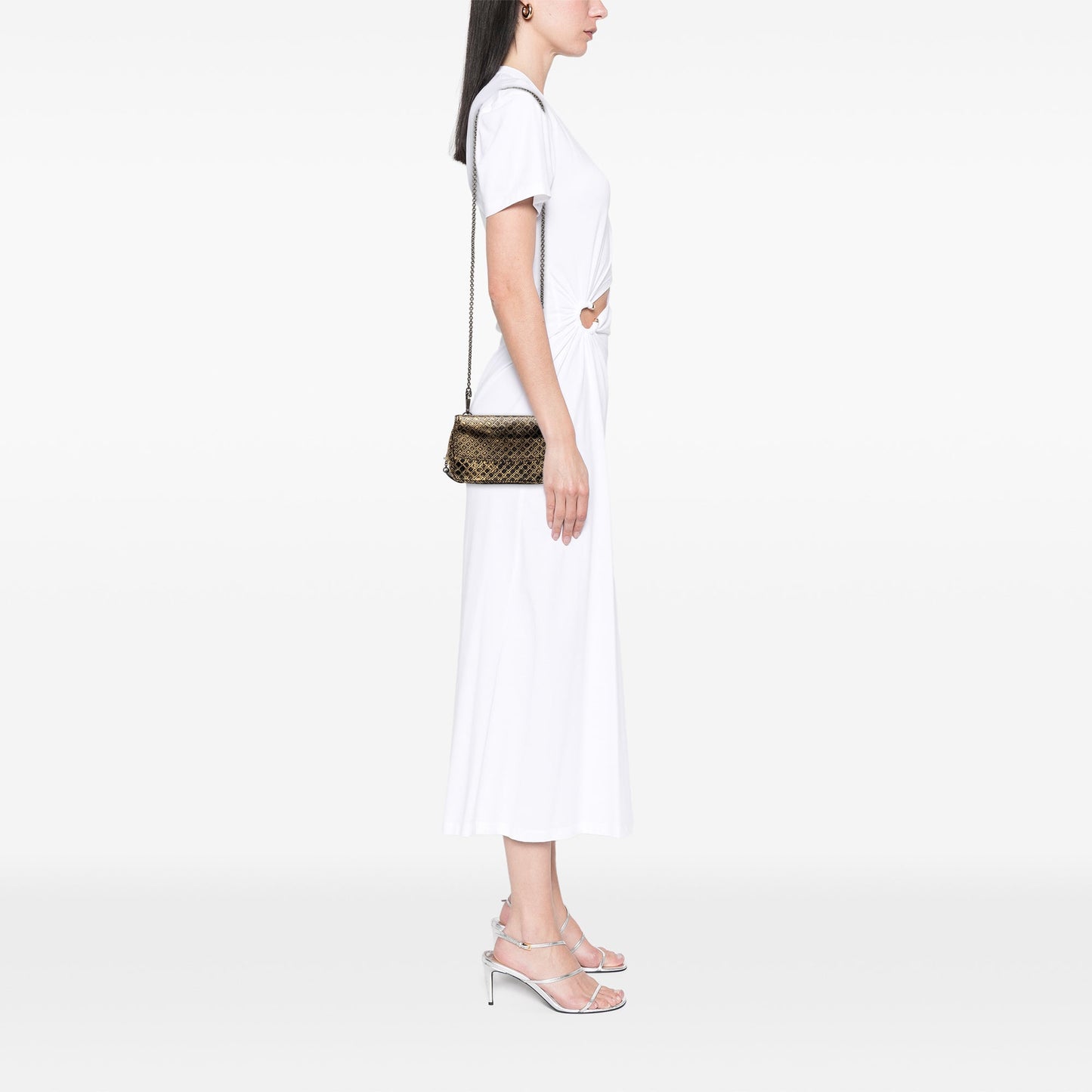 Bottega Veneta Metallic Calfskin Intrecciomirage Chain Flap Crossbody