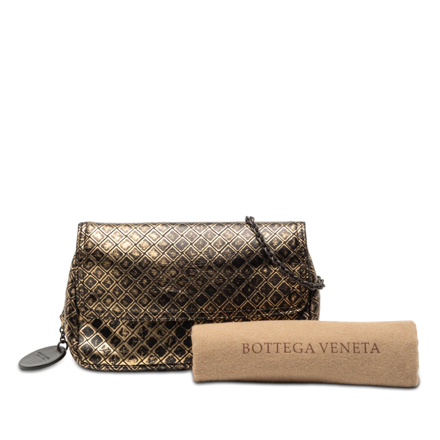 Bottega Veneta Metallic Calfskin Intrecciomirage Chain Flap Crossbody