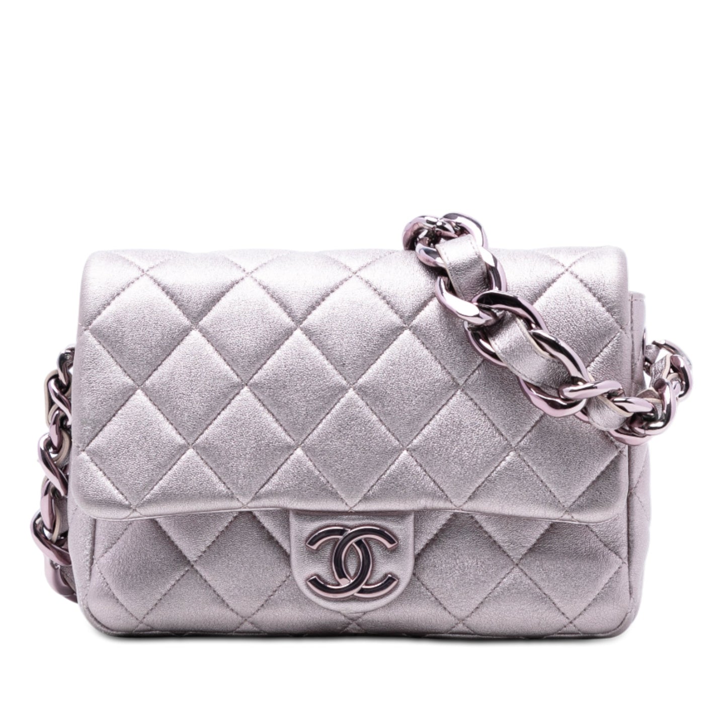 Chanel CC Quilted Metallic Lambskin Single Flap