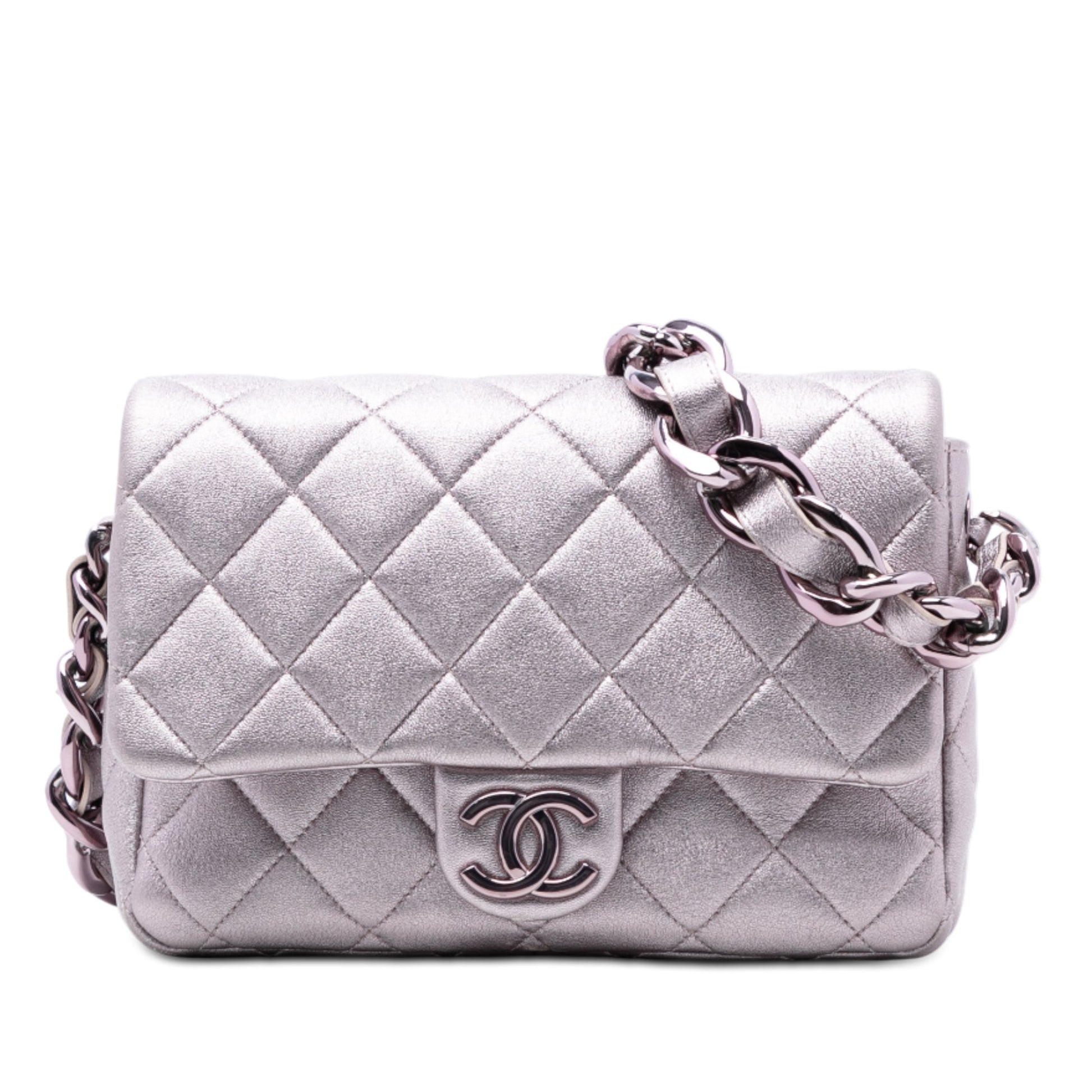 Chanel CC Quilted Metallic Lambskin Single Flap