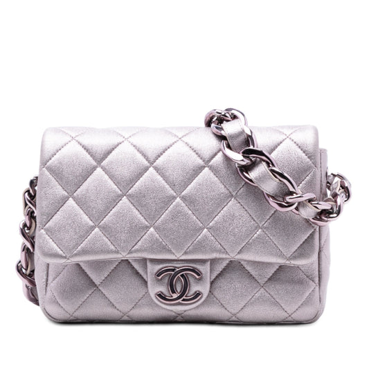 Chanel CC Quilted Metallic Lambskin Single Flap