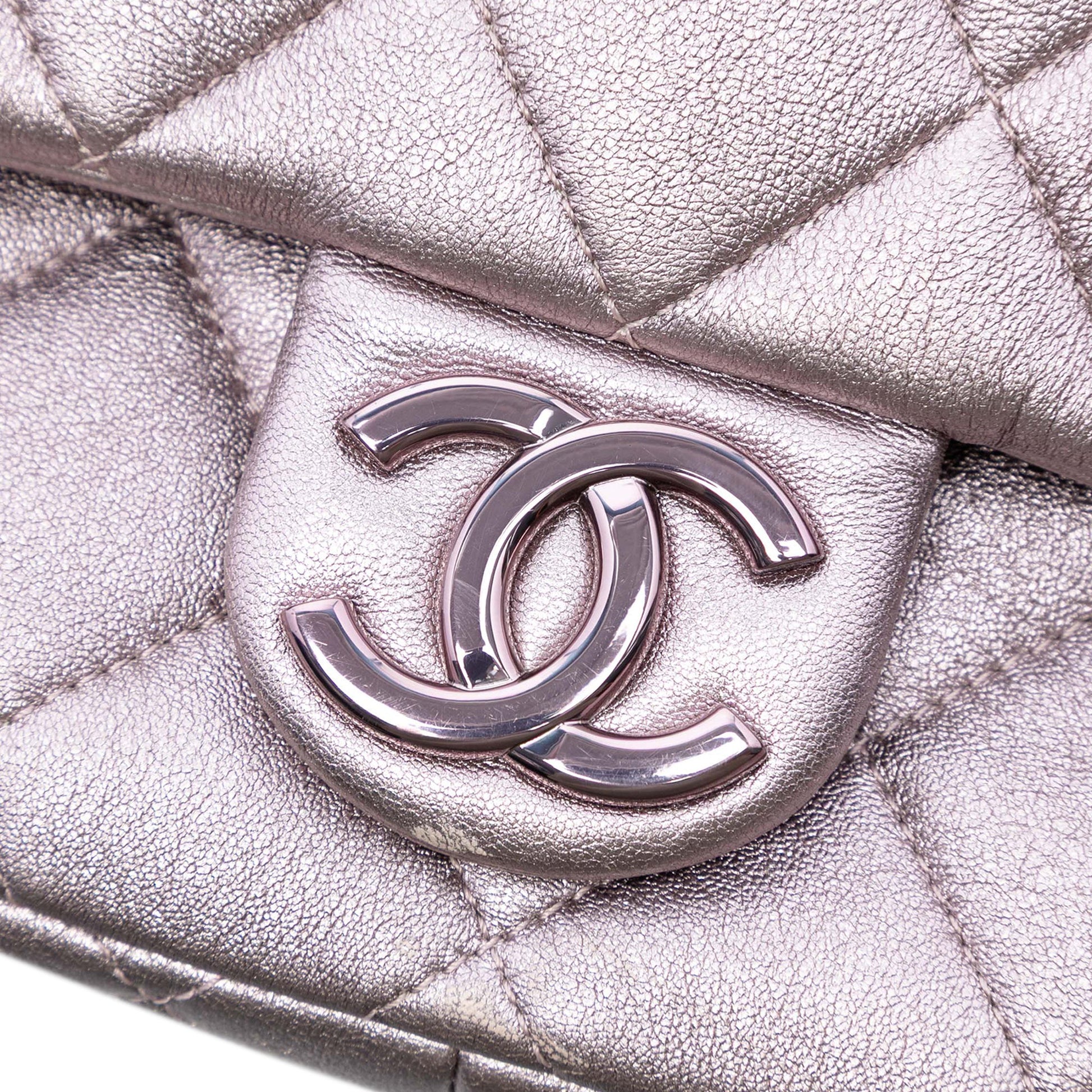 Chanel CC Quilted Metallic Lambskin Single Flap