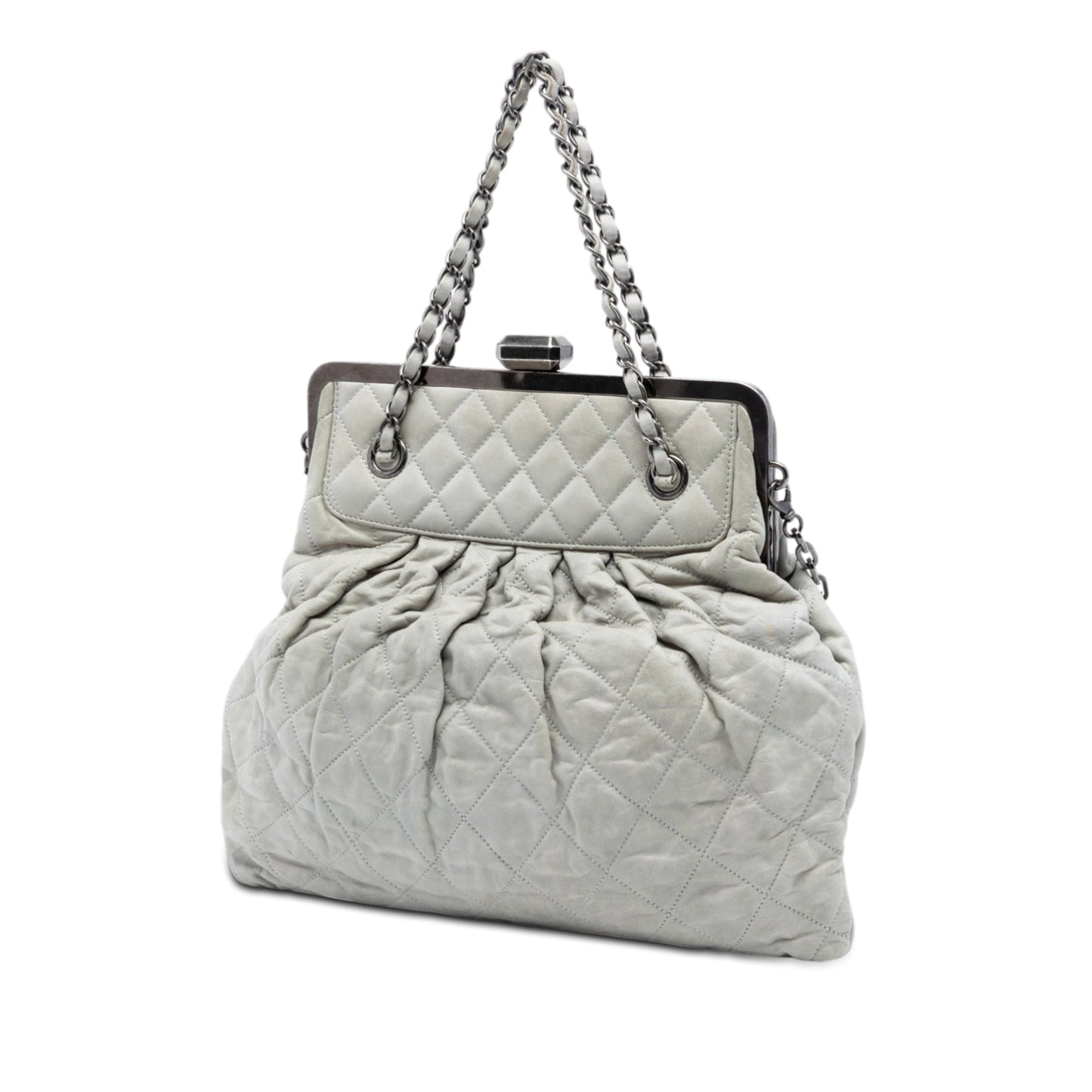 Iridescent Calfskin Chic Quilt Frame Satchel