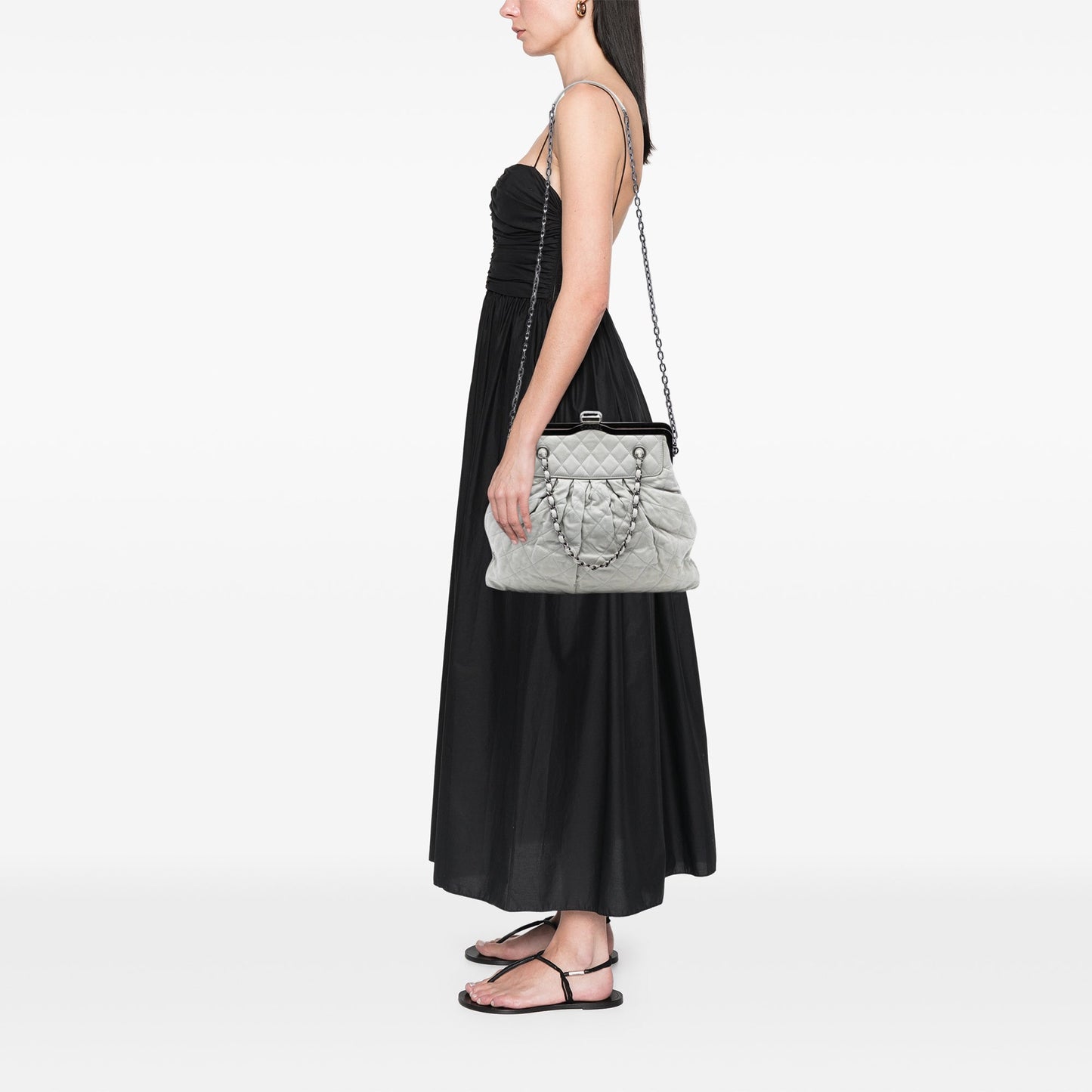 Iridescent Calfskin Chic Quilt Frame Satchel