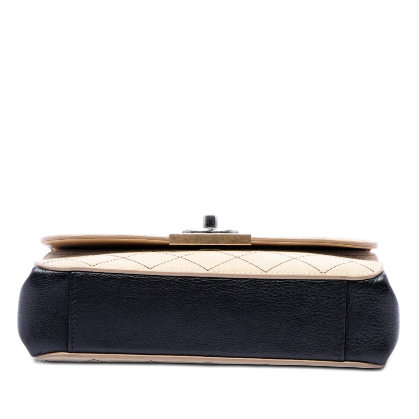 Chanel CC Stitched Suede and Calfskin Single Flap