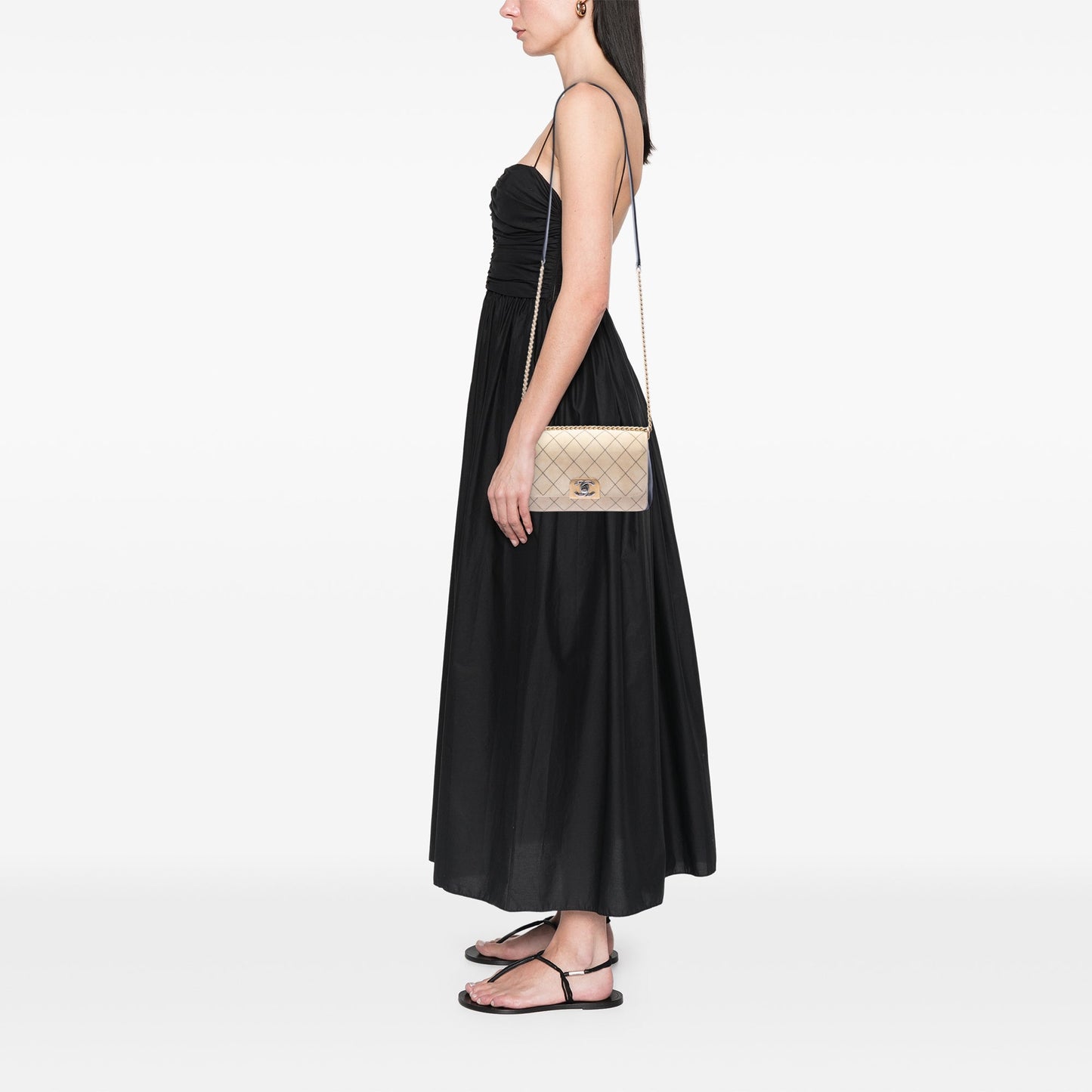 Chanel CC Stitched Suede and Calfskin Single Flap