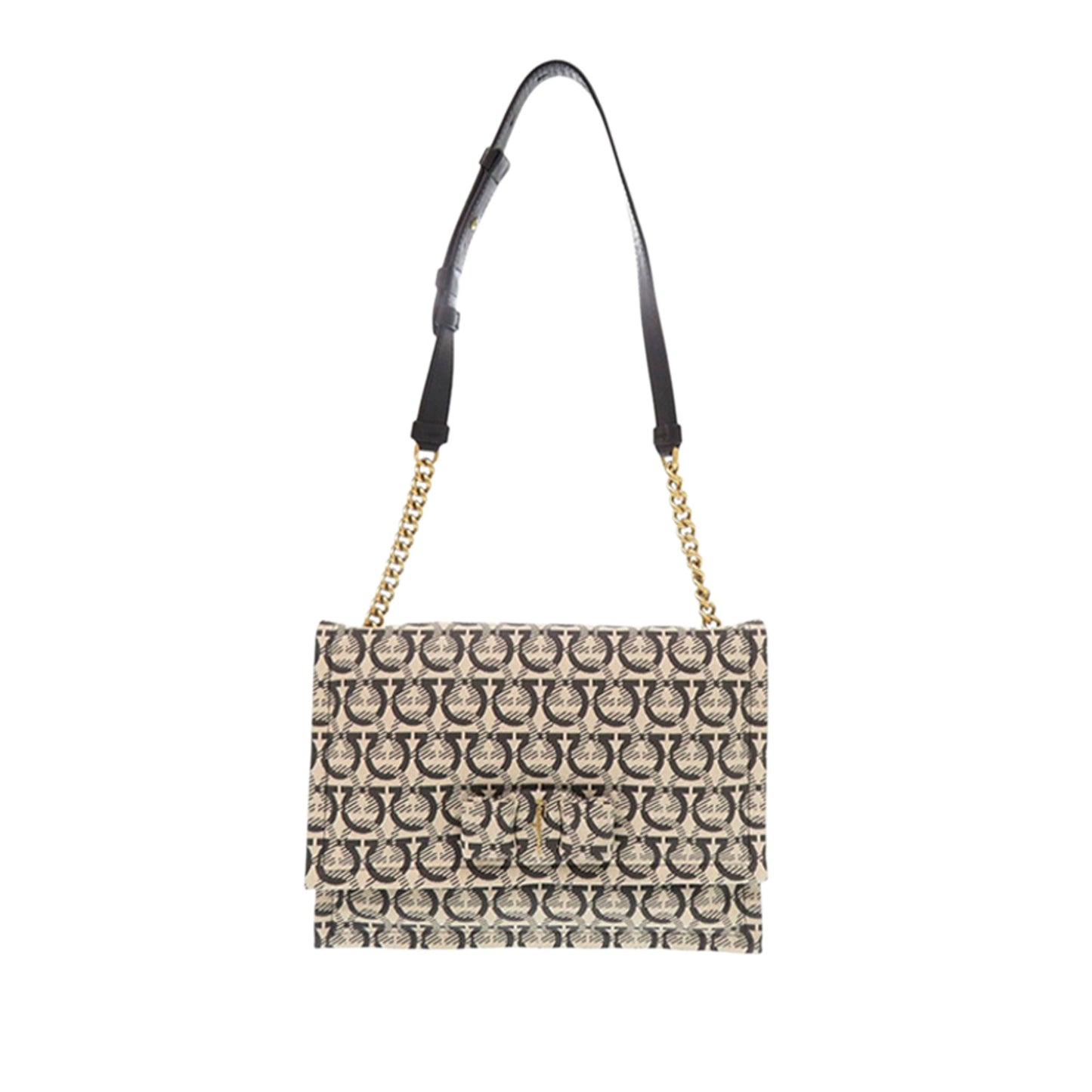 Ferragamo Gancini Canvas Viva Bow Shoulder Bag