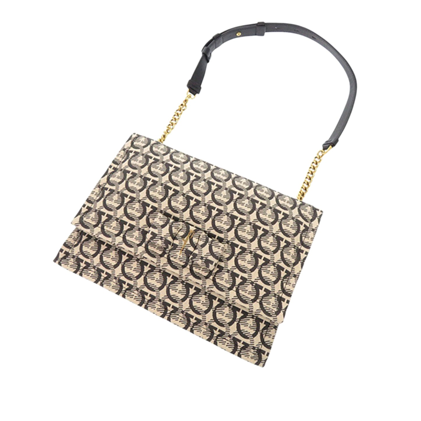Ferragamo Gancini Canvas Viva Bow Shoulder Bag