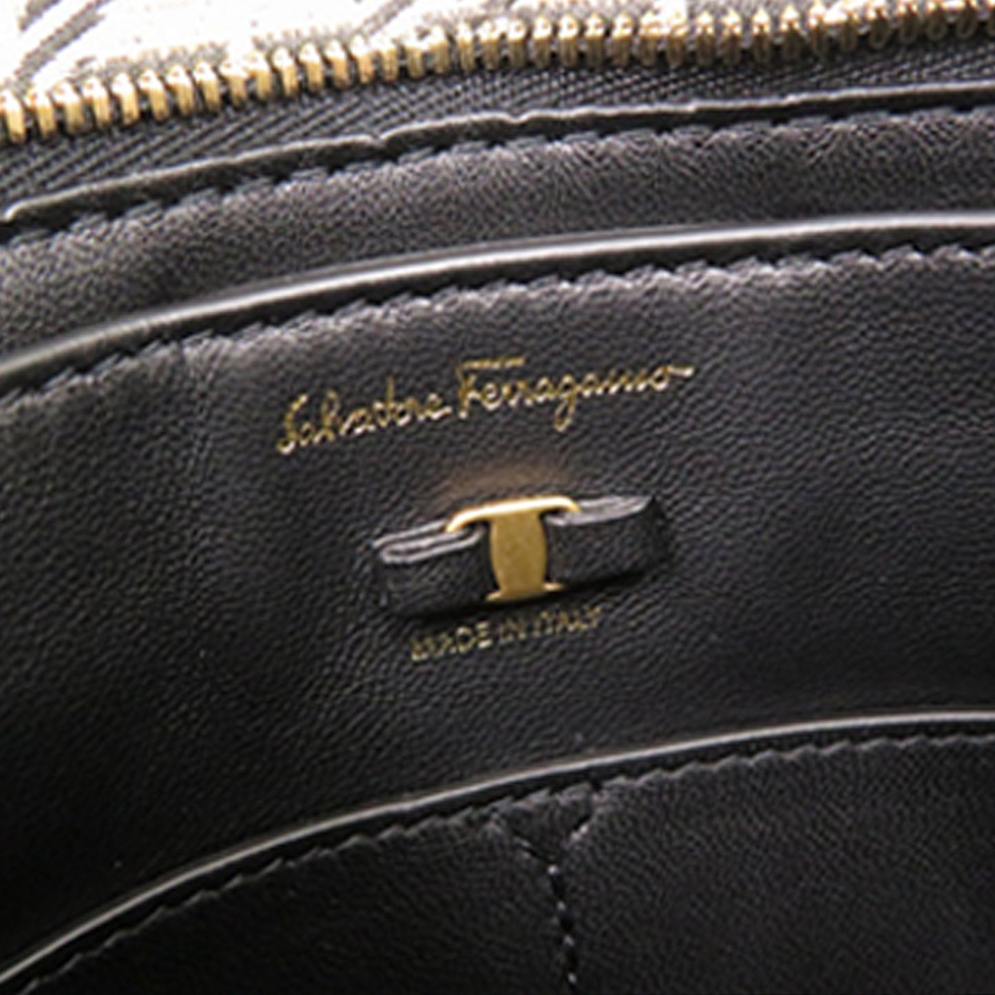 Ferragamo Gancini Canvas Viva Bow Shoulder Bag