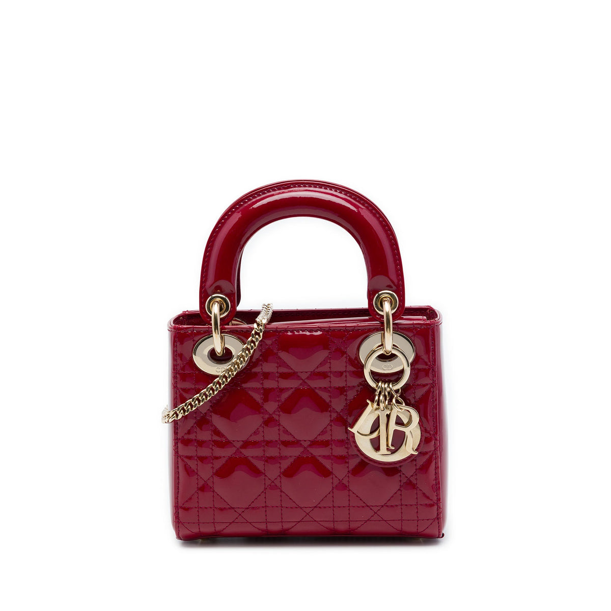 Dior Mini Patent Cannage Lady Dior — Red
