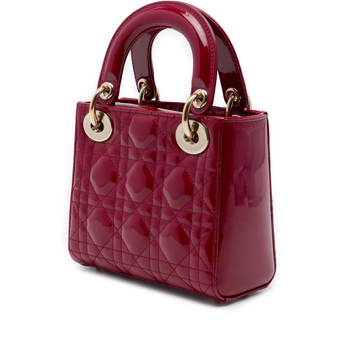 Dior Mini Patent Cannage Lady Dior — Red