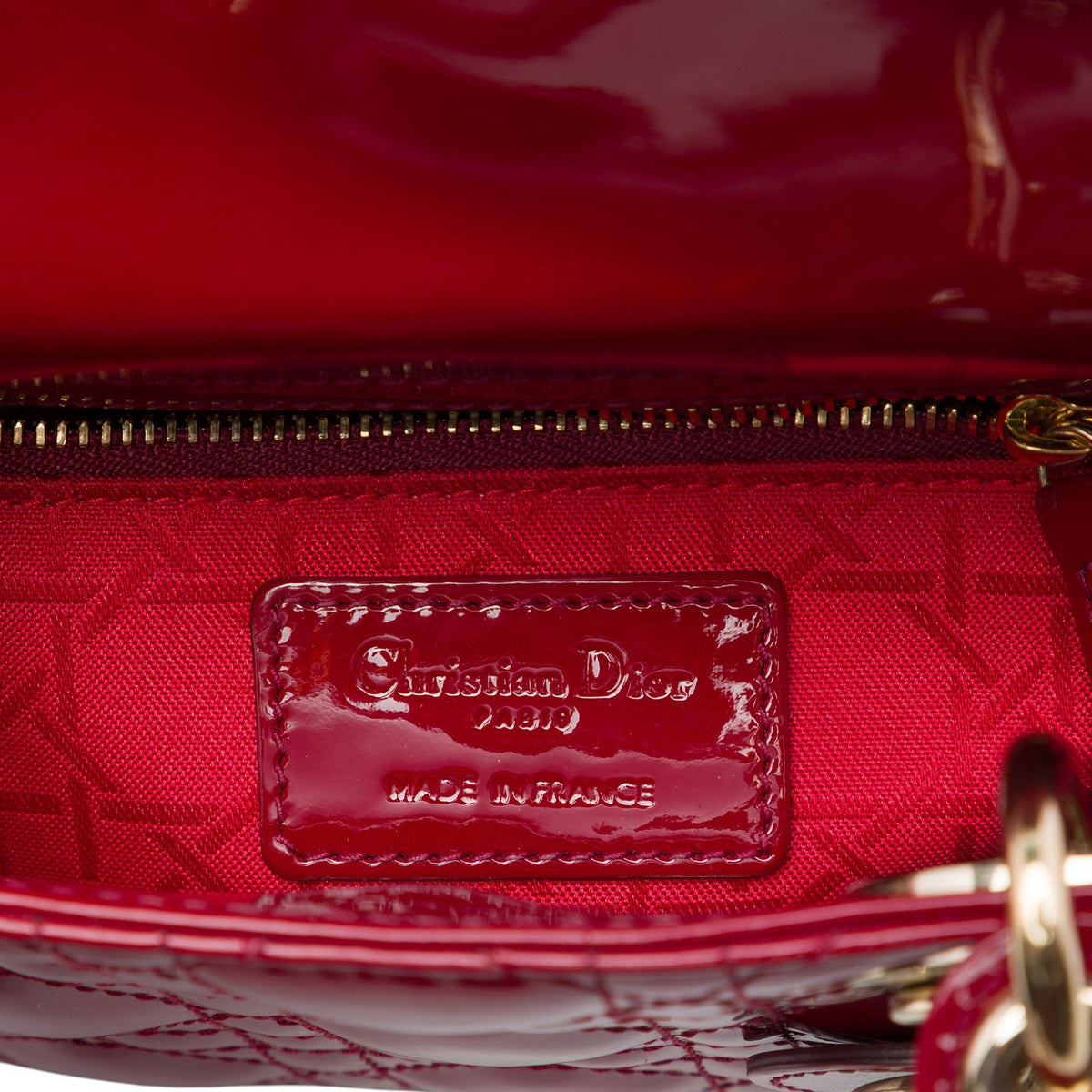 Dior Mini Patent Cannage Lady Dior — Red