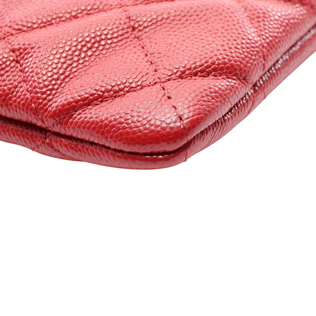 Chanel Quilted Caviar O Case Clutch — Red
