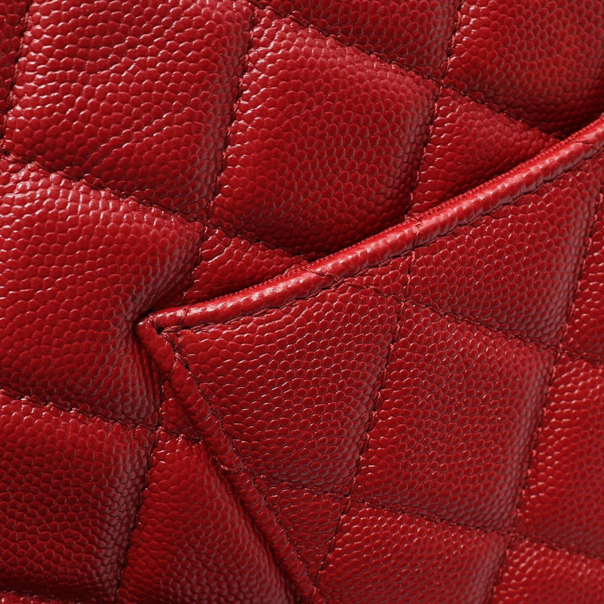 Chanel Quilted Caviar O Case Clutch — Red