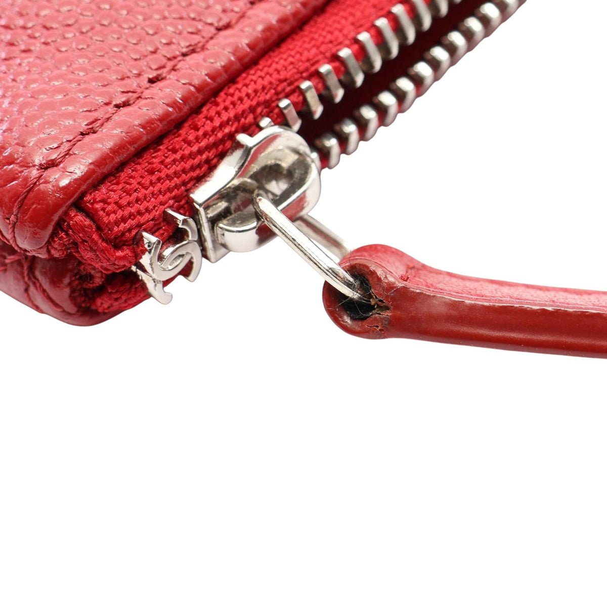 Chanel Quilted Caviar O Case Clutch — Red