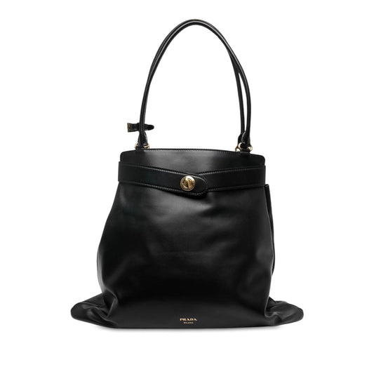 Prada Calfskin Etude Softy Shoulder Bag — Black