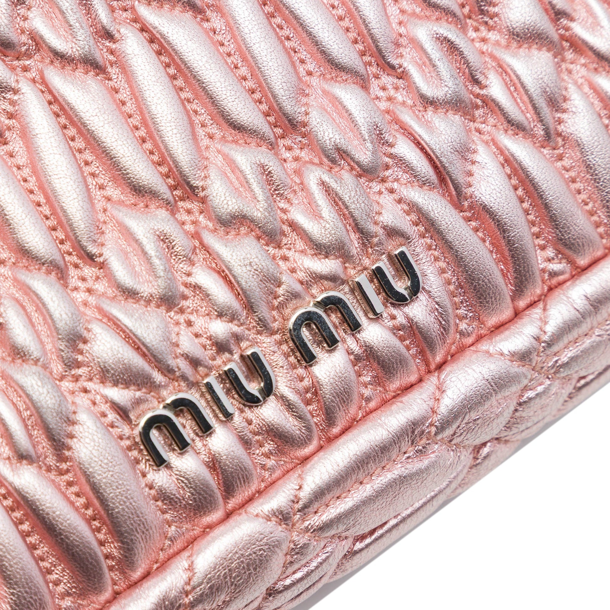 Miu Miu Matelasse Metallic Nappa Crystal Chain Satchel