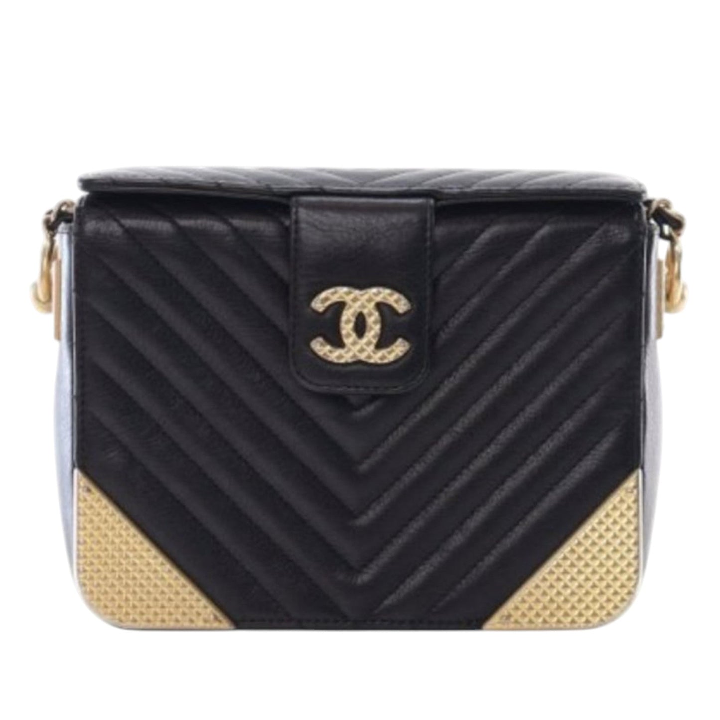 Chanel CC Chevron Calfskin Rock The Corners Minaudiere Bag