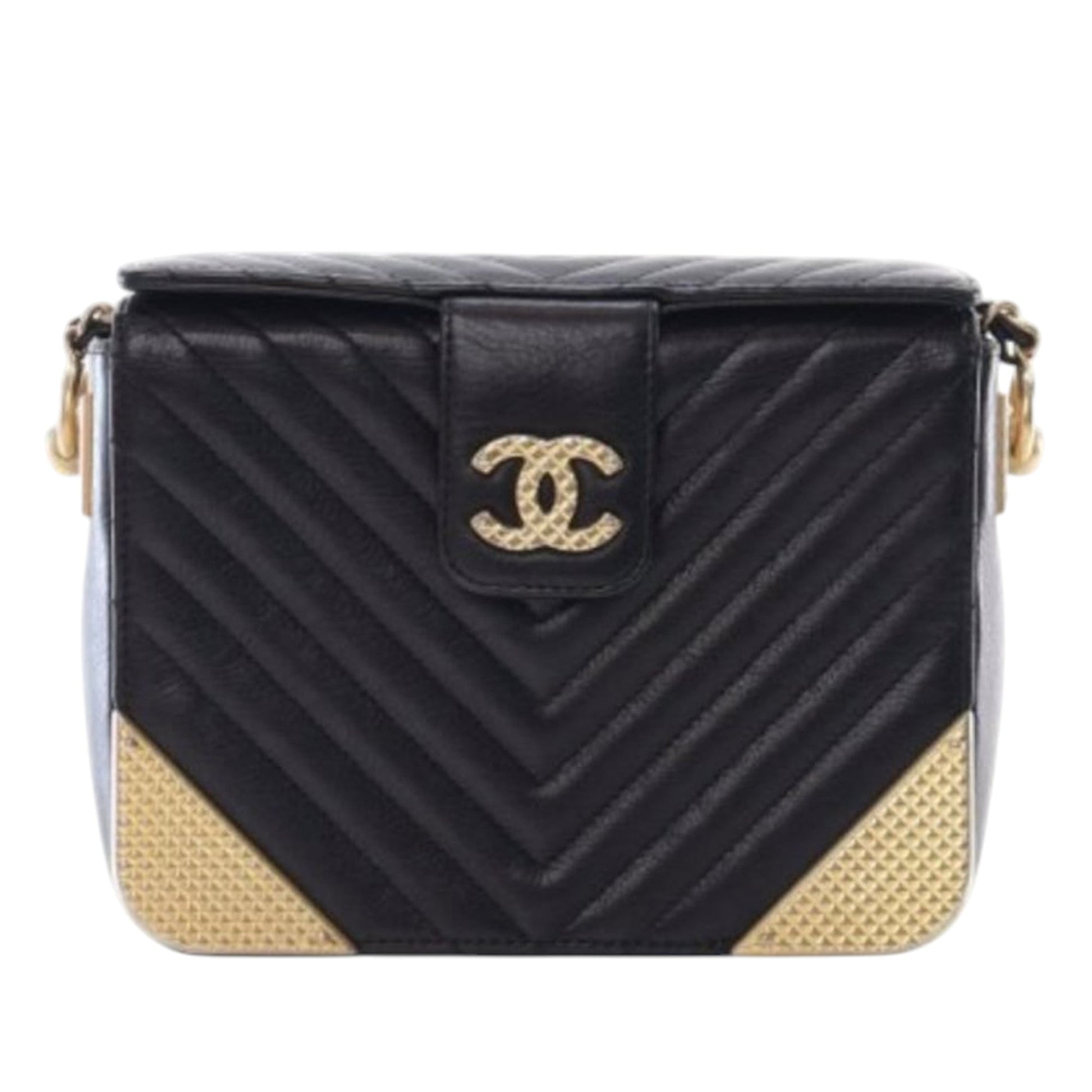 Chanel CC Chevron Calfskin Rock The Corners Minaudiere Bag