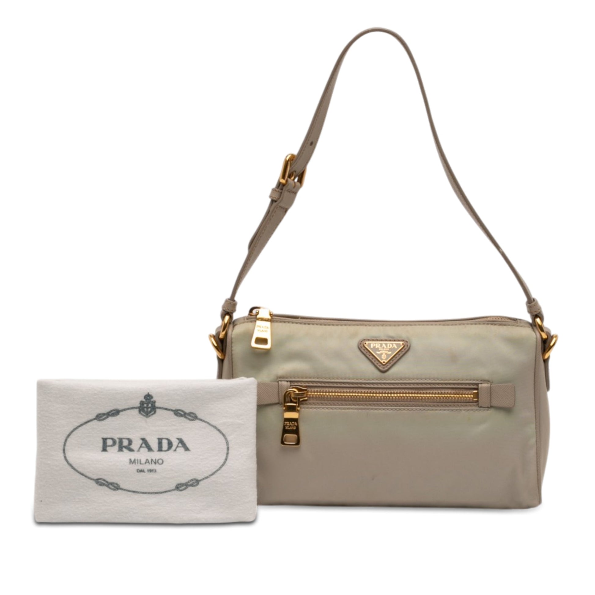 Prada Saffiano Trimmed Tessuto Pocket Shoulder Bag