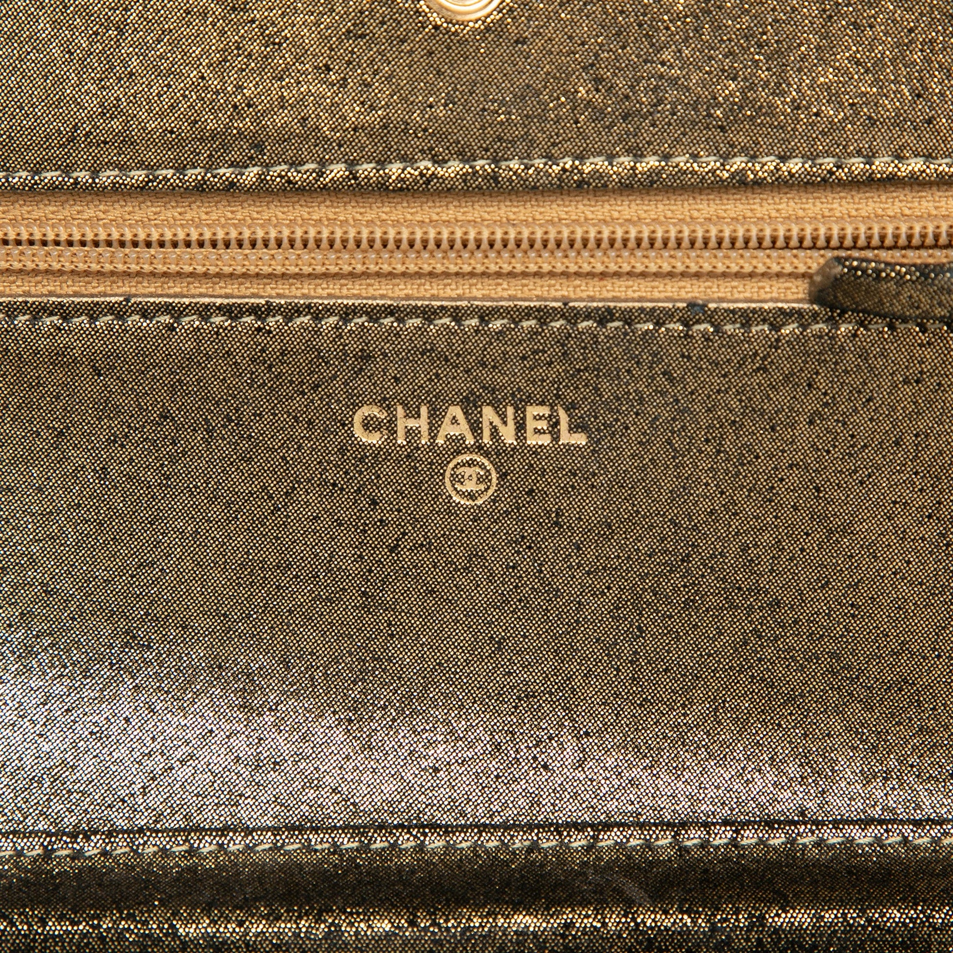 Chanel Quilted Iridescent Lambskin Tartan Button Wallet On Chain