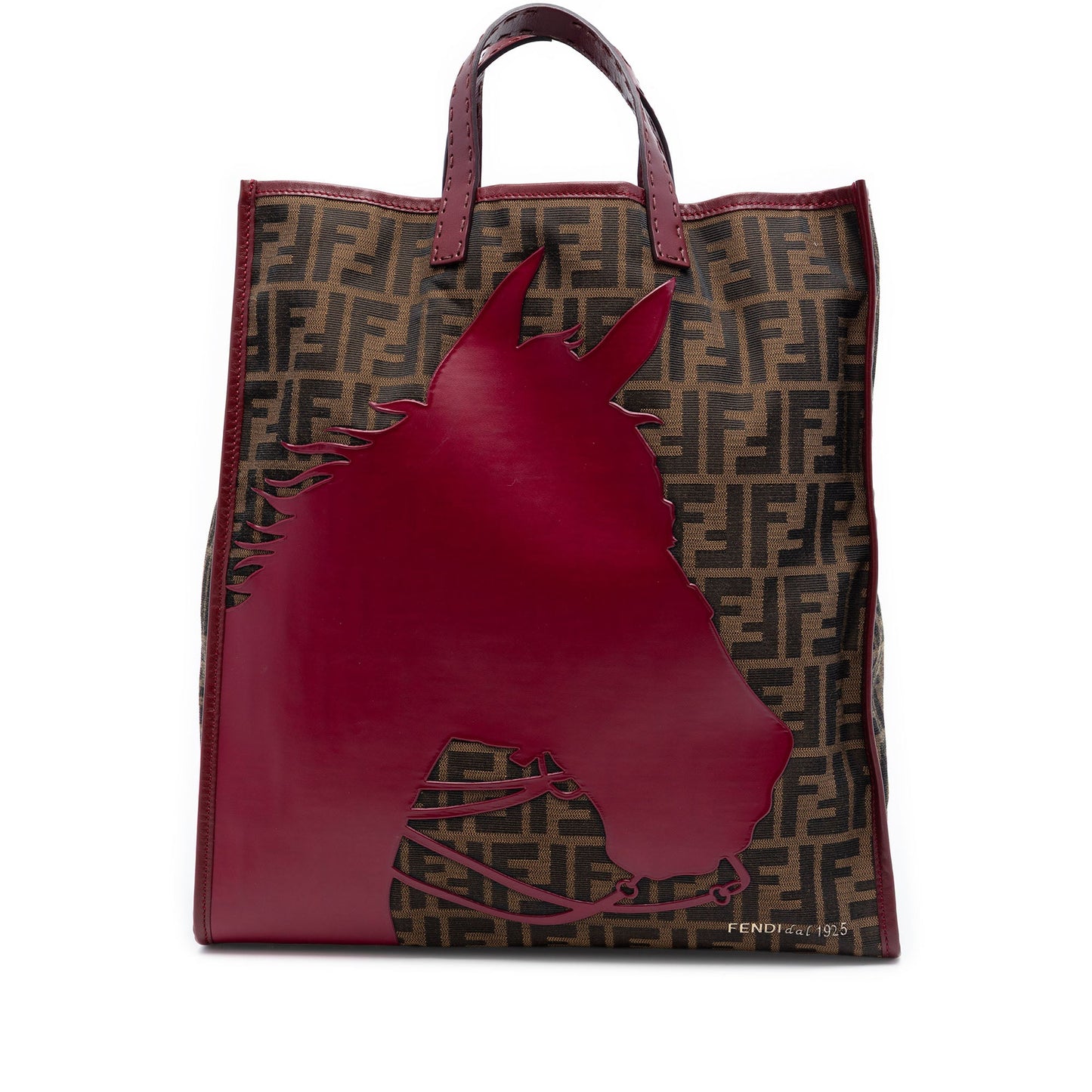 Fendi Zucca Canvas Selleria Horse Shopping Tote