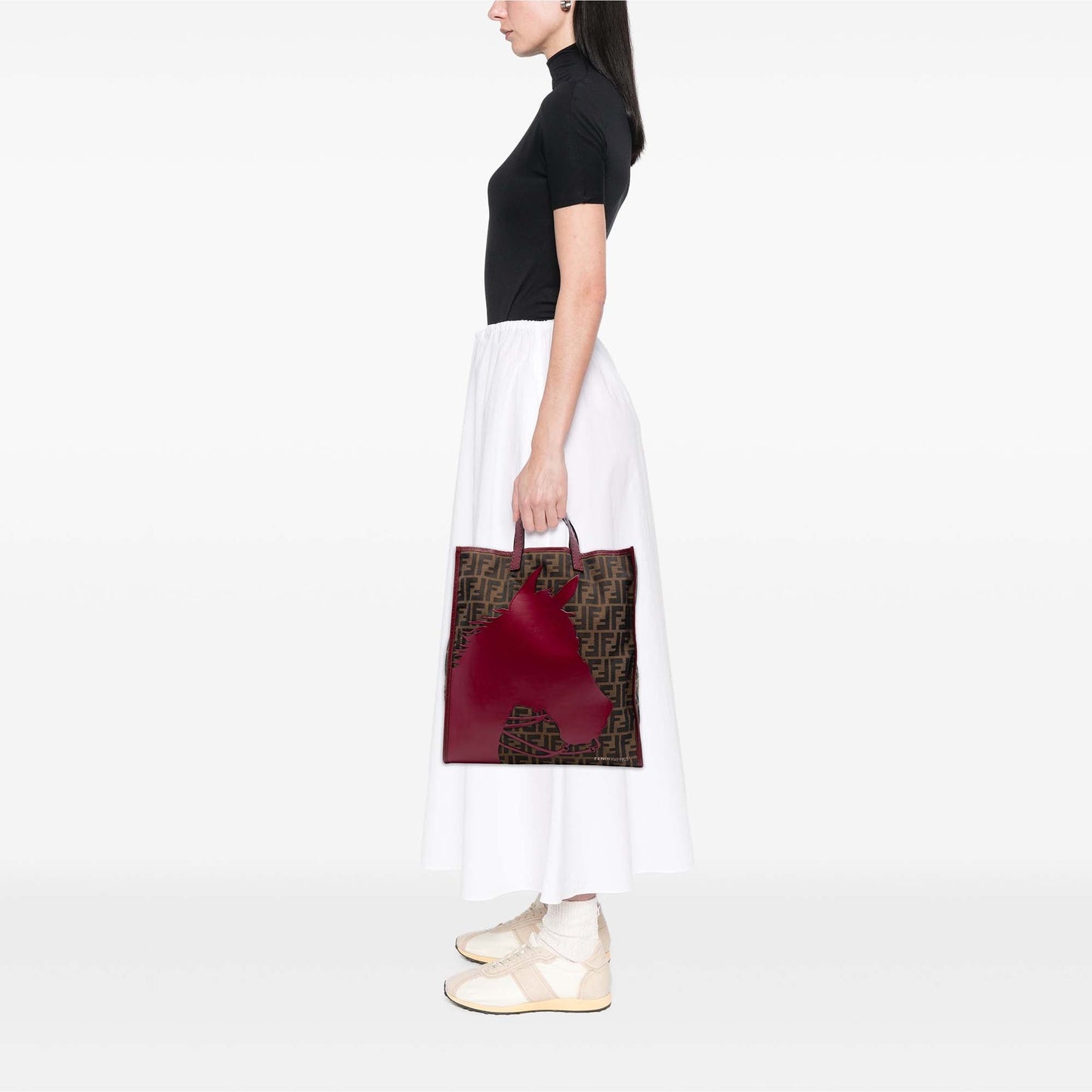 Fendi Zucca Canvas Selleria Horse Shopping Tote
