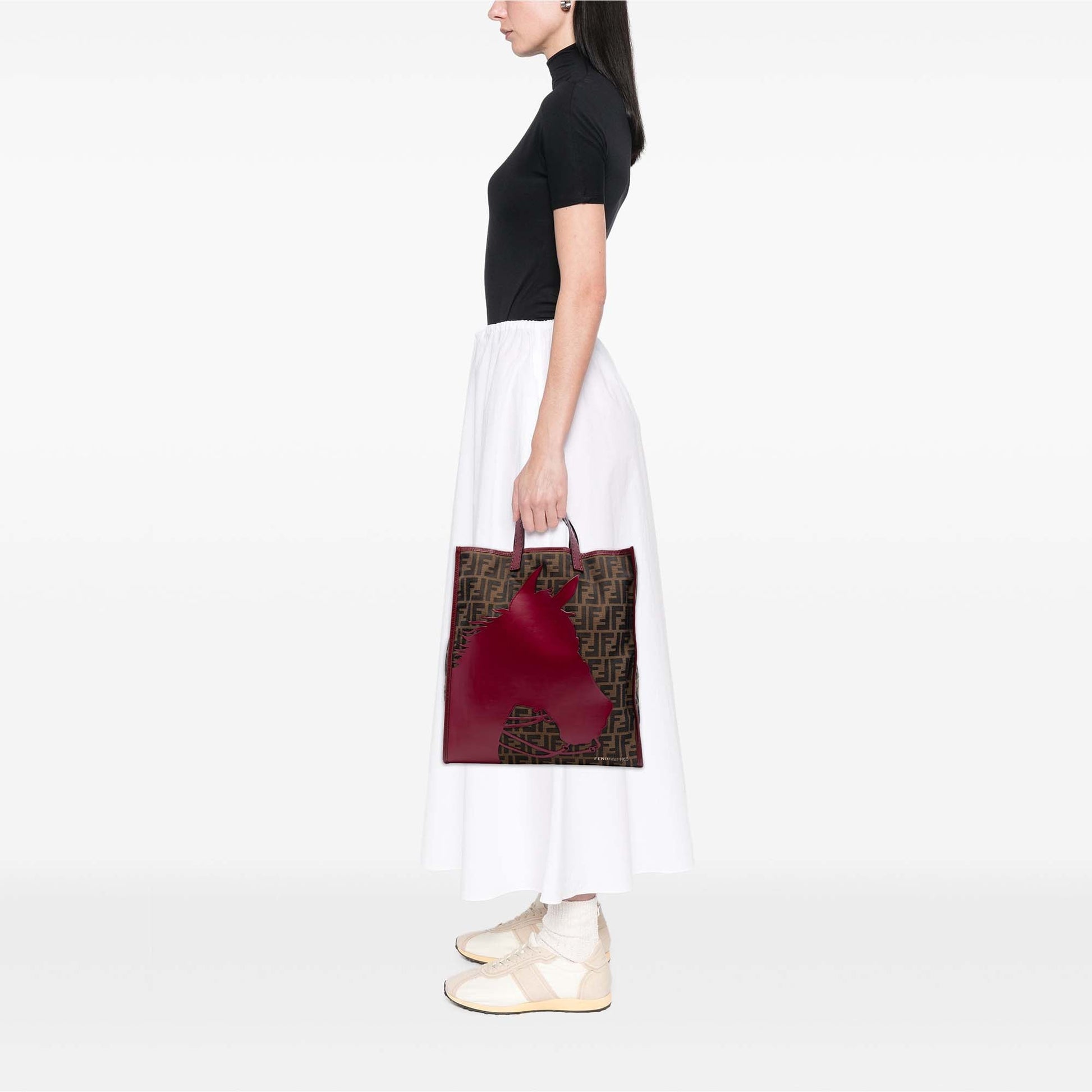 Fendi Zucca Canvas Selleria Horse Shopping Tote
