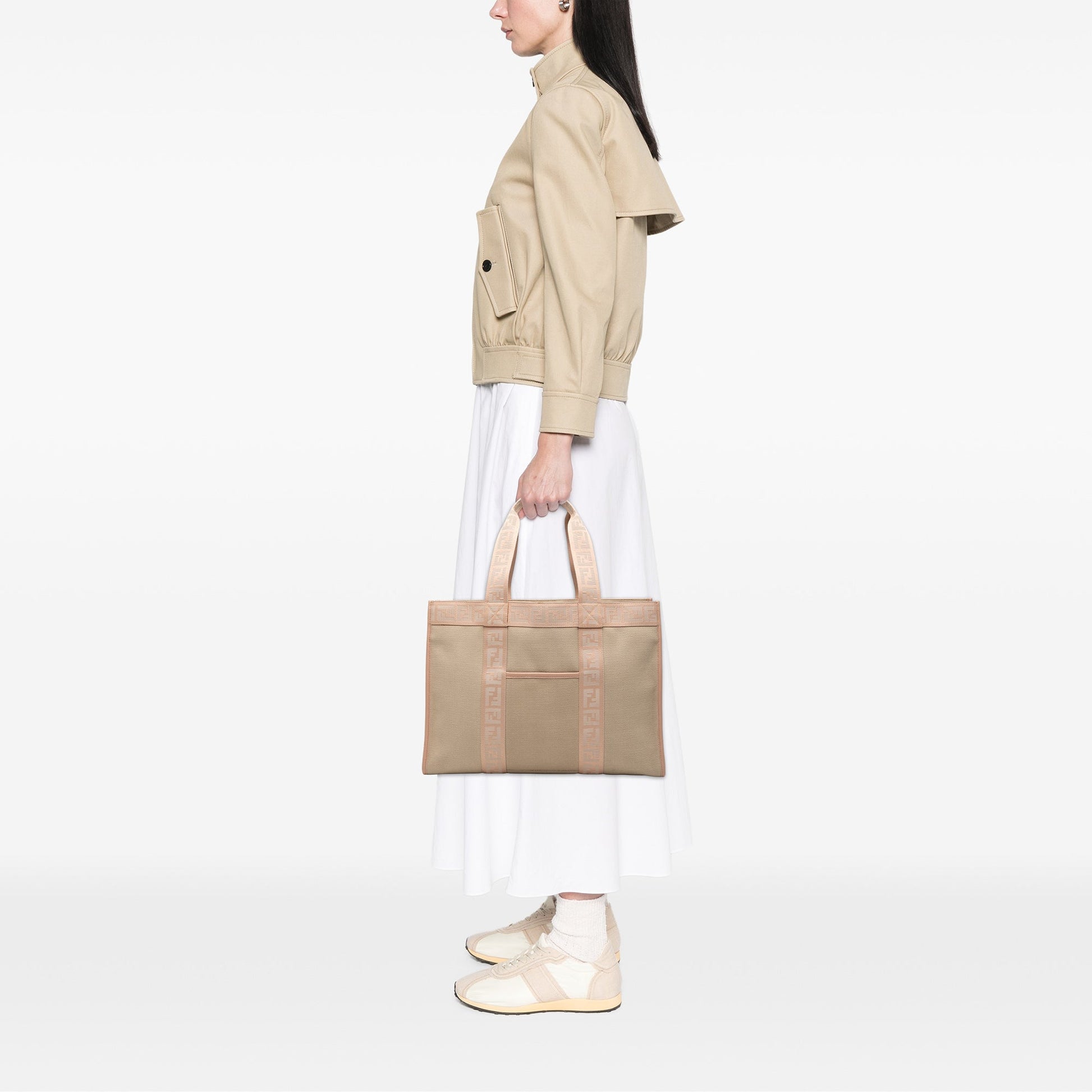 Fendi Zucca Trimmed Canvas Tote