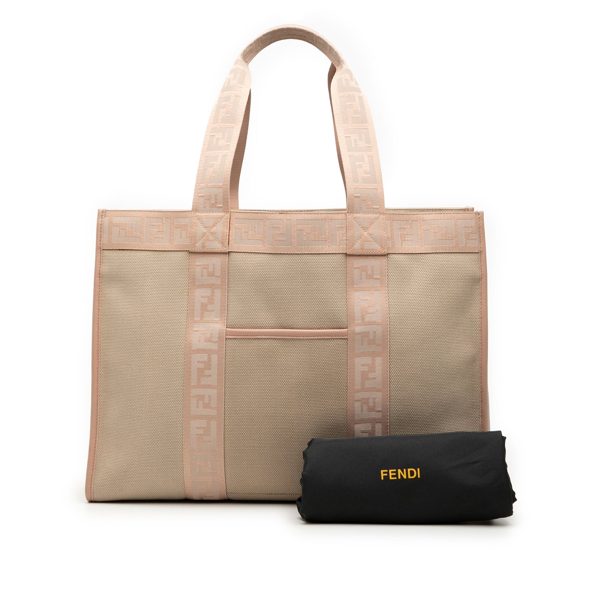 Fendi Zucca Trimmed Canvas Tote