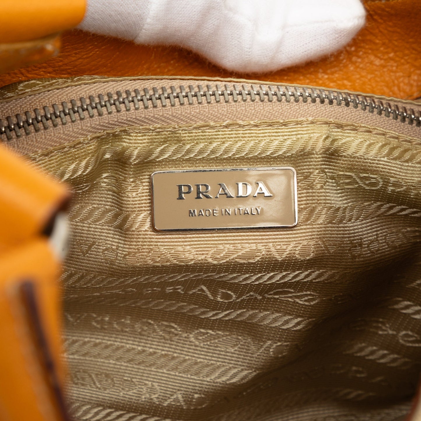 Prada Cinghiale Trimmed Canvas Canapa Moon Shoulder Bag
