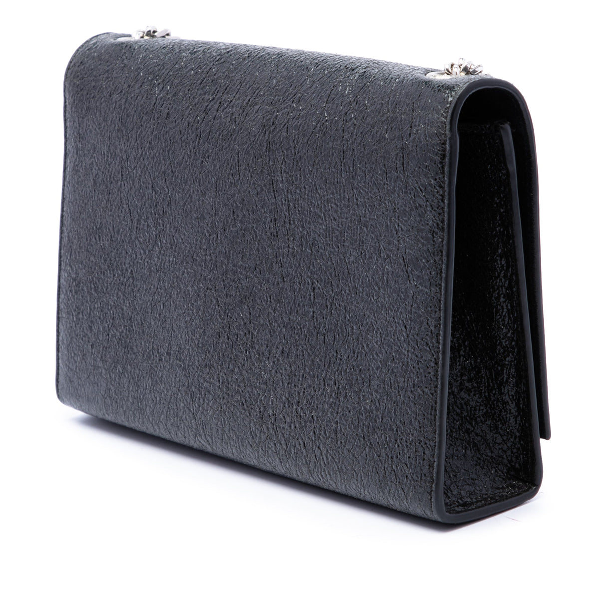 Saint Laurent Medium Crackled Patent Monogram Kate Crossbody — Black