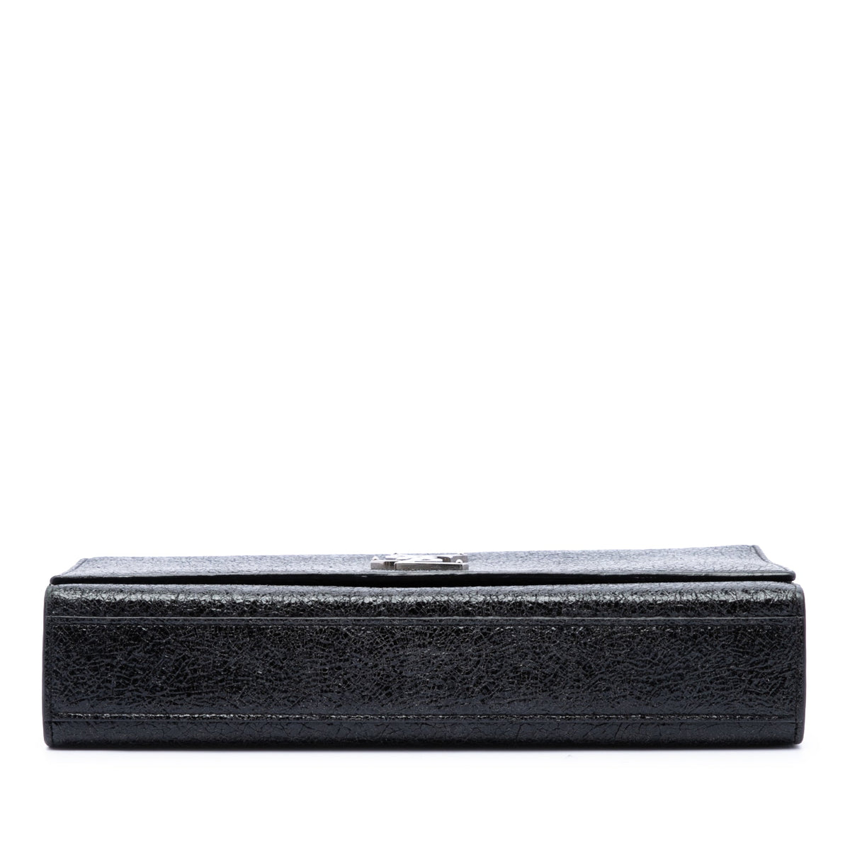 Saint Laurent Medium Crackled Patent Monogram Kate Crossbody — Black