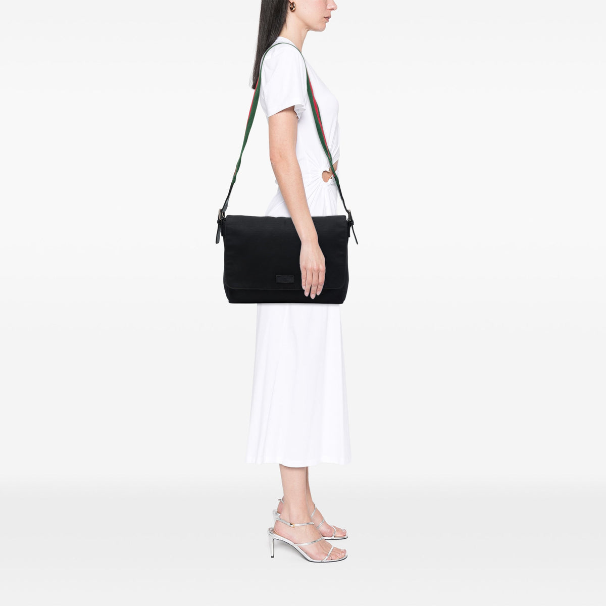 Gucci Techno Canvas Web Flap Messenger Bag