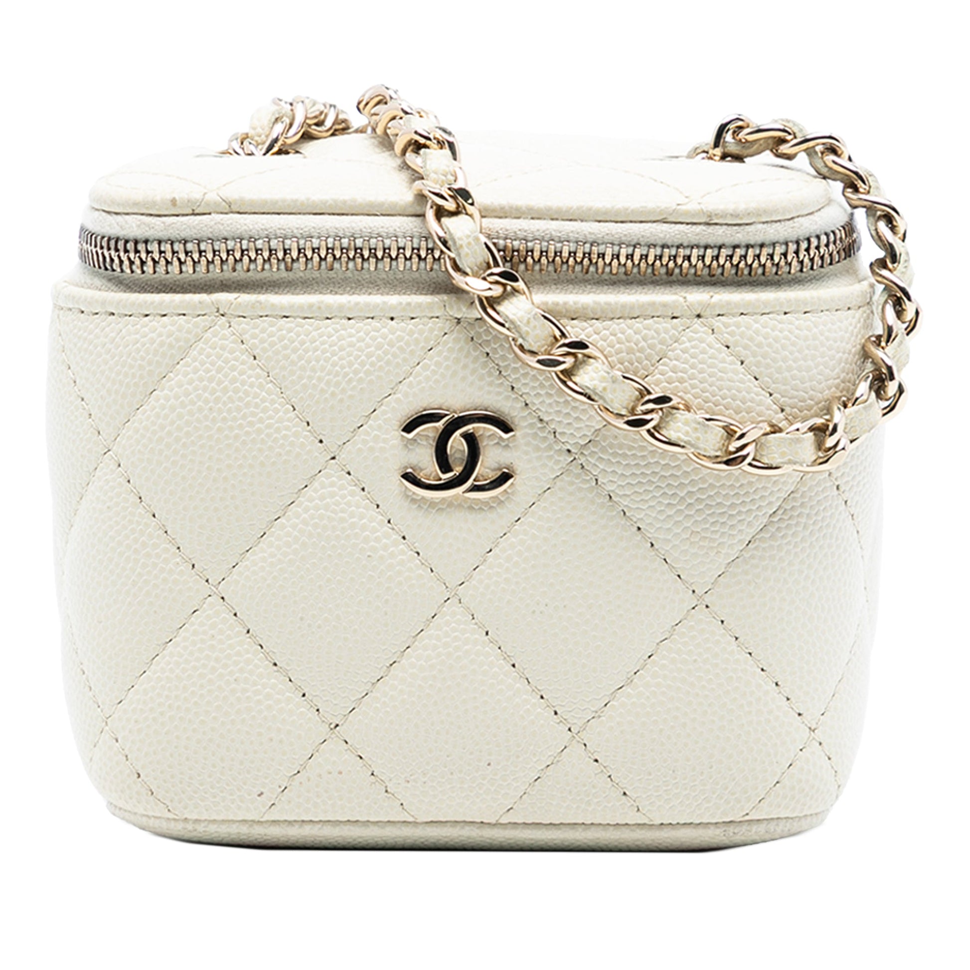 Chanel Mini CC Quilted Caviar Vanity Case with Chain