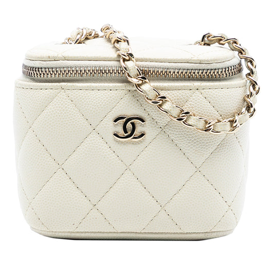 Chanel Mini CC Quilted Caviar Vanity Case with Chain