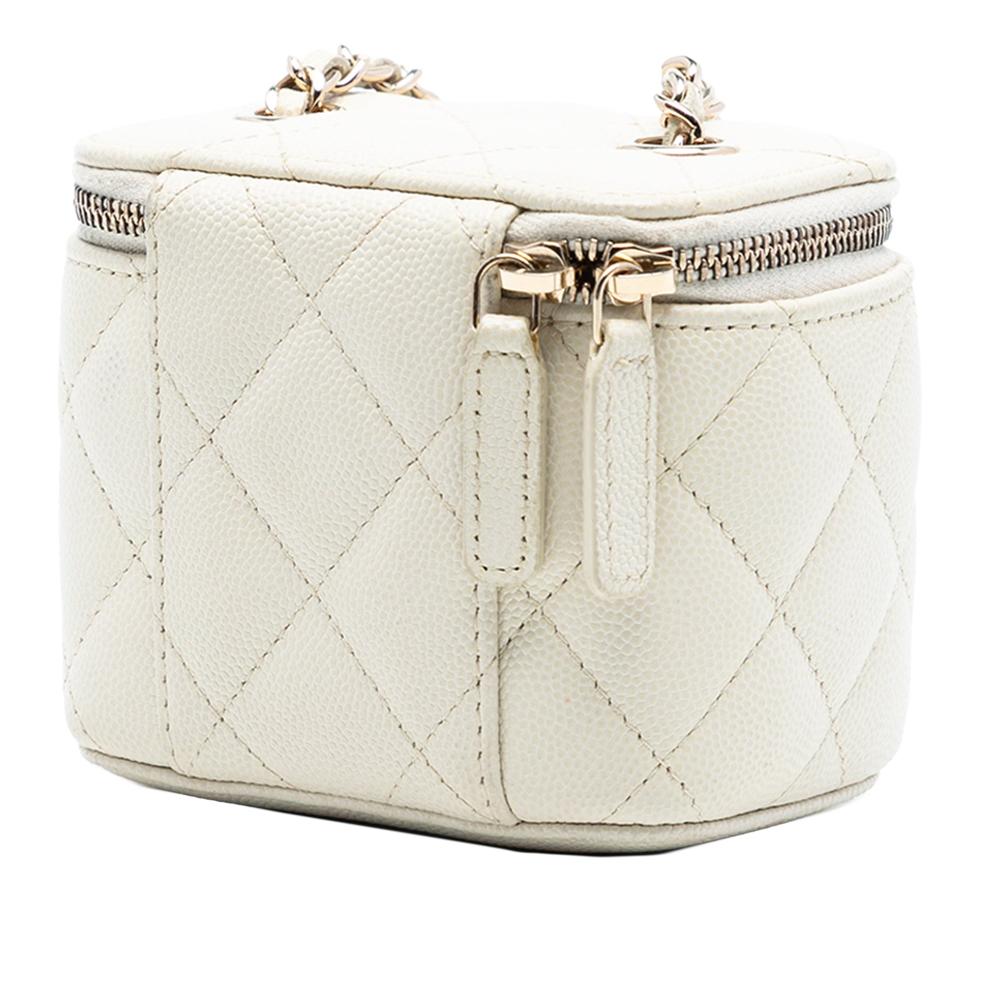 Chanel Mini CC Quilted Caviar Vanity Case with Chain